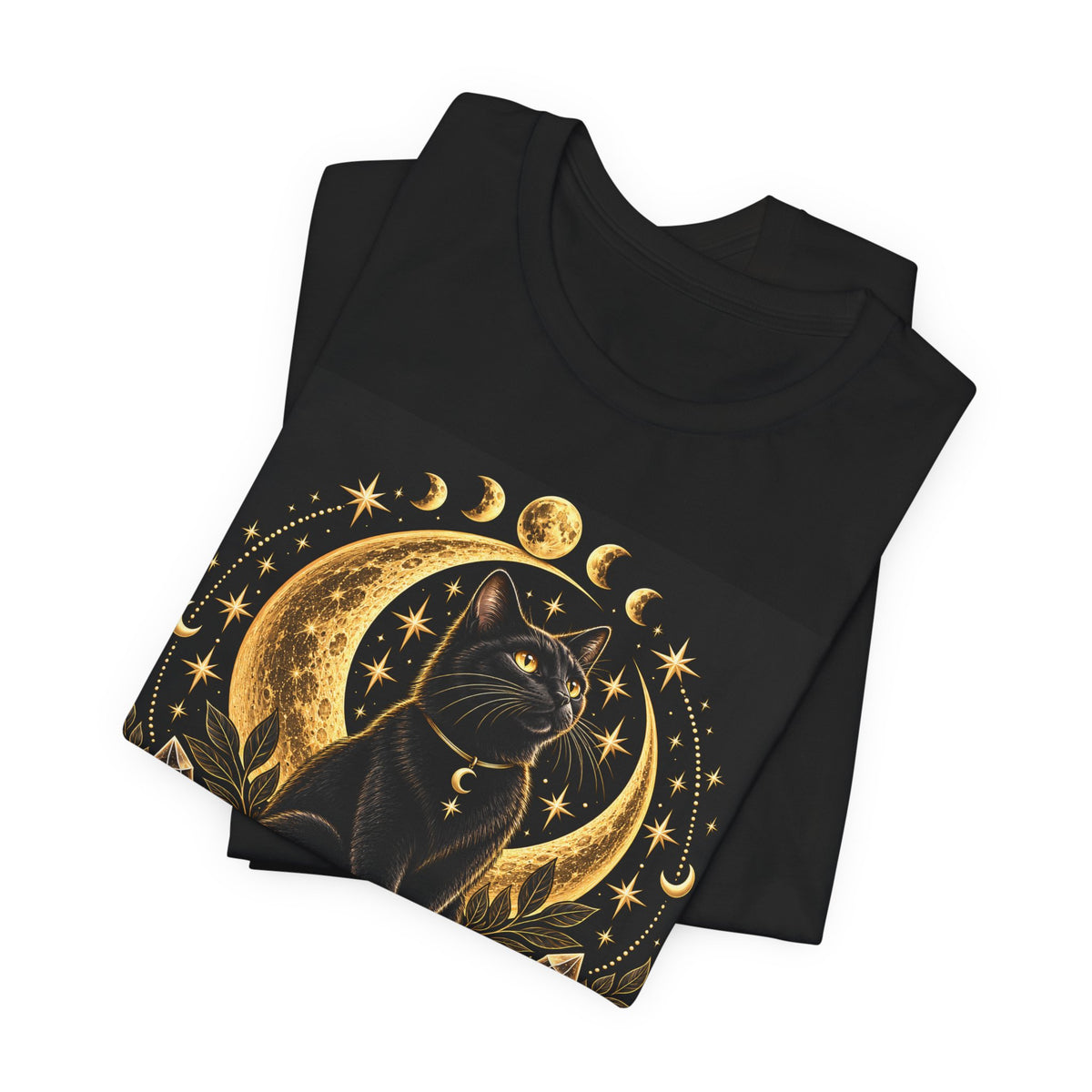 Witch’s Familiar Black Cat T-Shirt | Celestial Halloween Tee