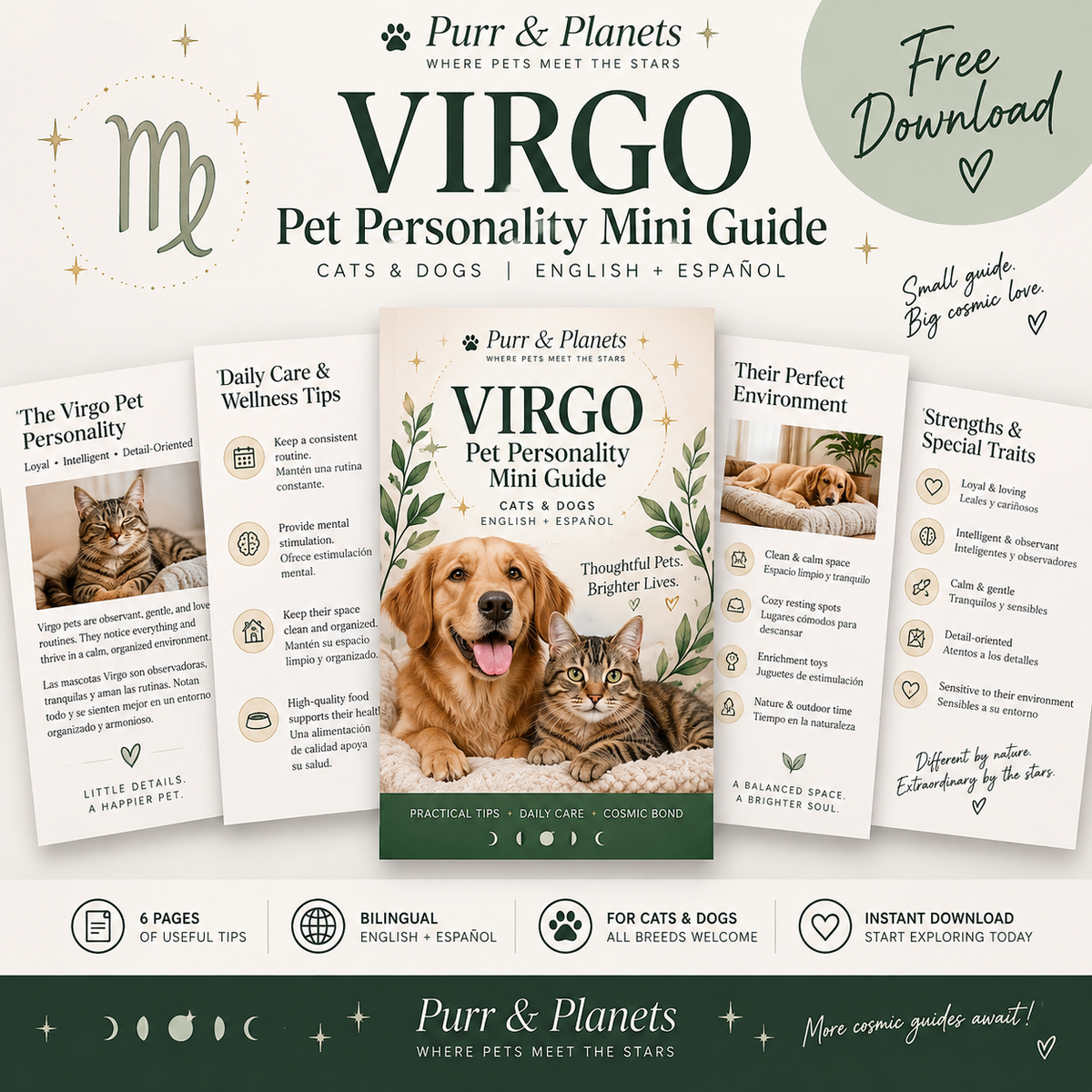 FREE Virgo Pet Personality Mini Guide | Cats & Dogs | English + Español