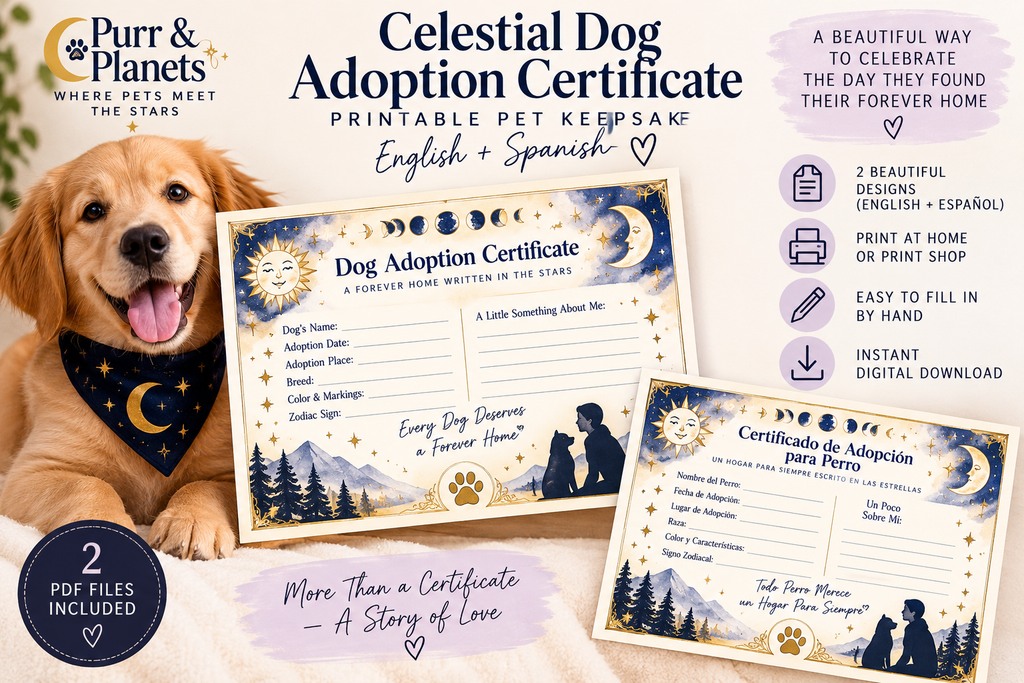 Celestial Dog Adoption Certificate | Printable | English + Spanish