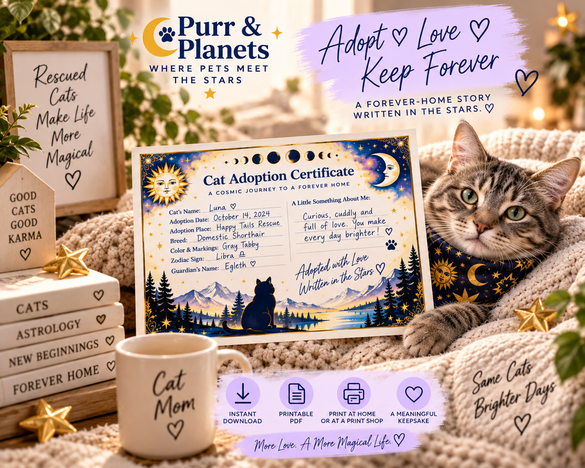 Celestial Cat Adoption Certificate | Printable | English + Spanish