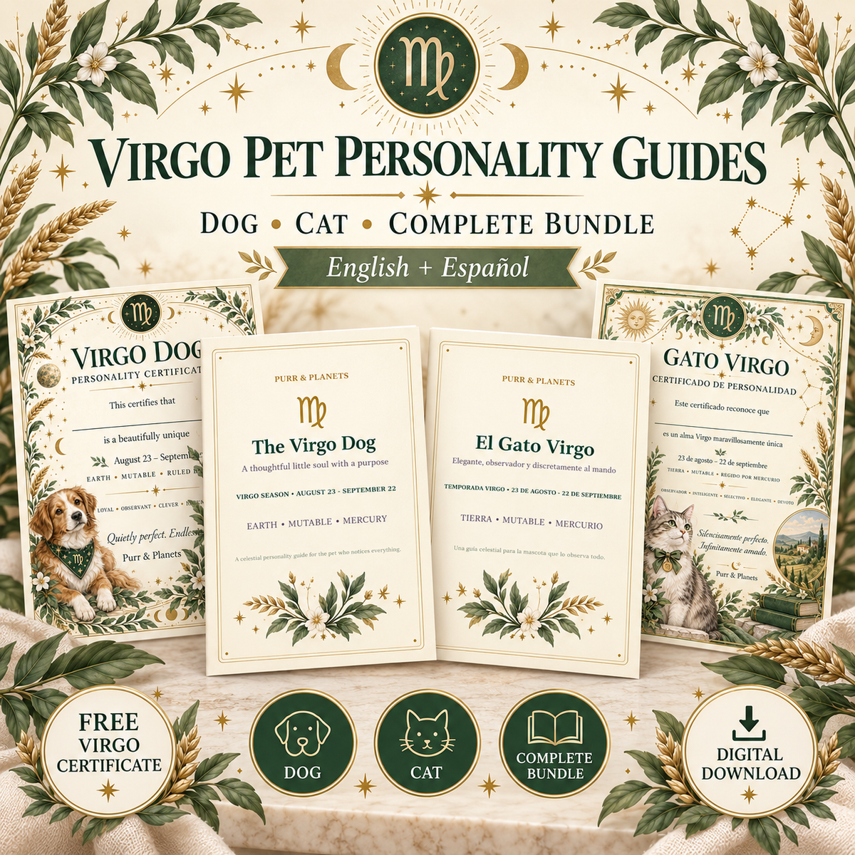 Virgo Pet Personality Guide | Dog or Cat Astrology Guide + Free Certificate | English & Spanish